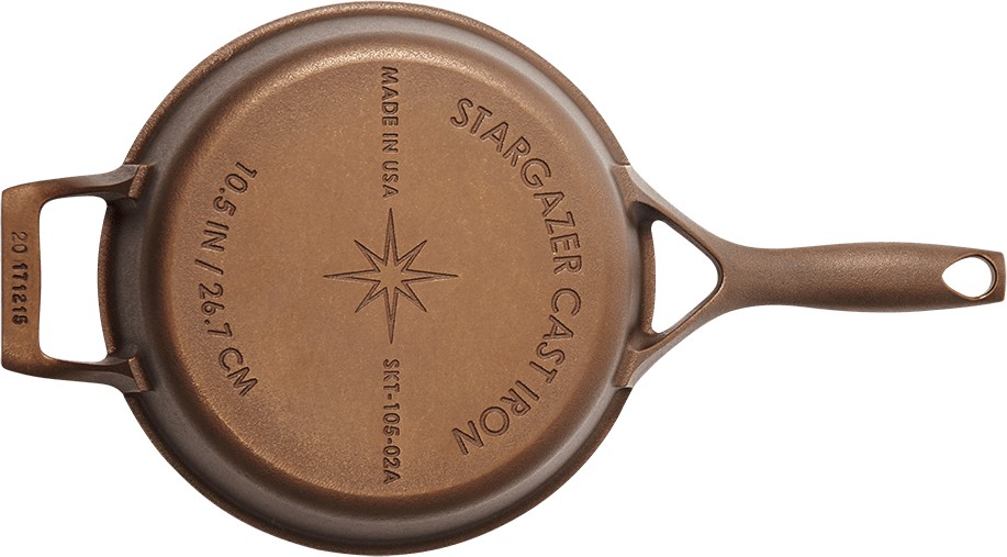 Stargazer Cast Iron Skillet Review. This skillet is a modern take on an old classic, and a must-have for any kitchen. It's as beautiful as it is functional. Machined Cast Iron Skillet. Non Toxic Non Stick Cookware, Best Value in Cast Iron Skillets.